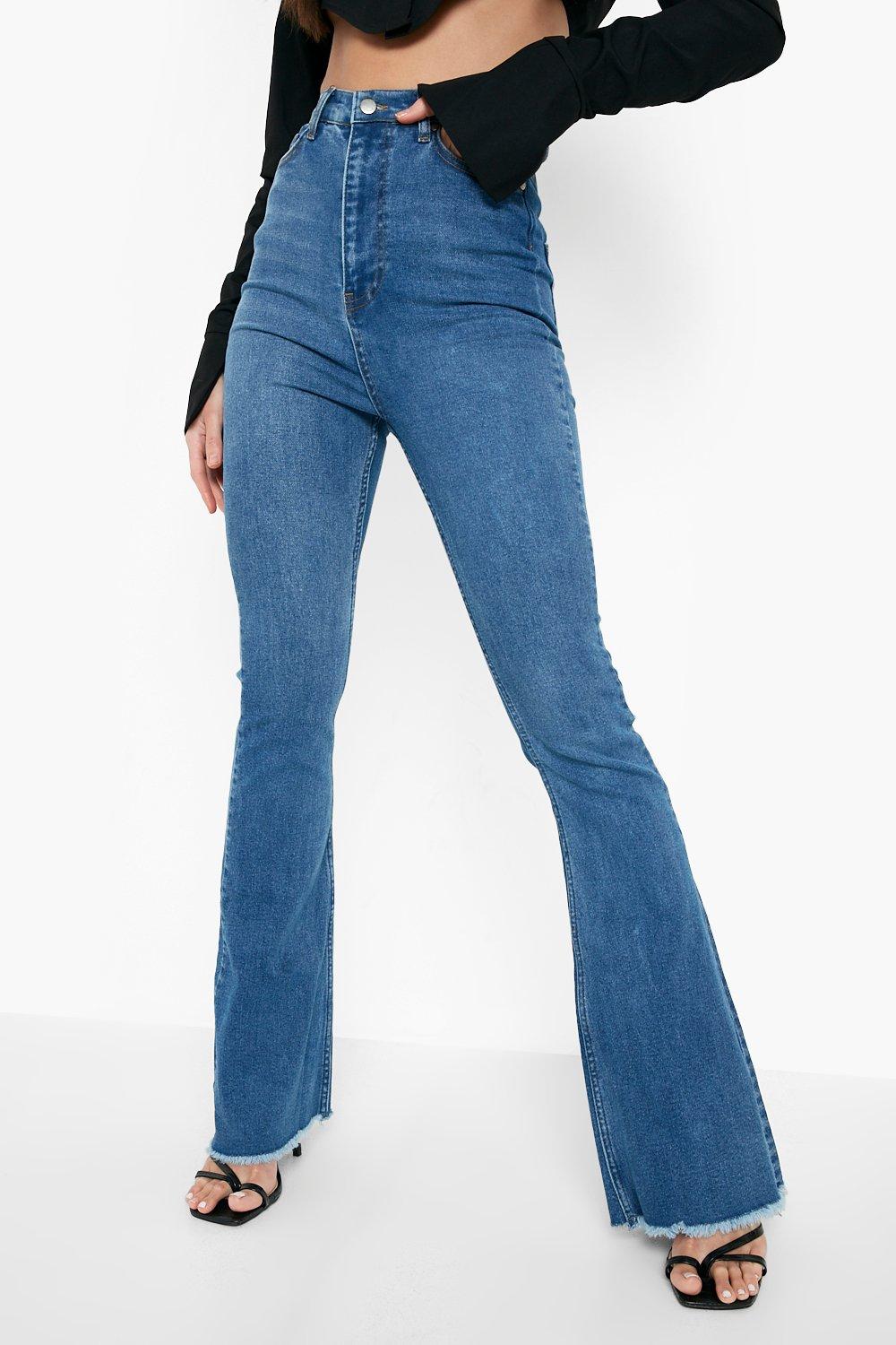 Frayed hem clearance flare jeans